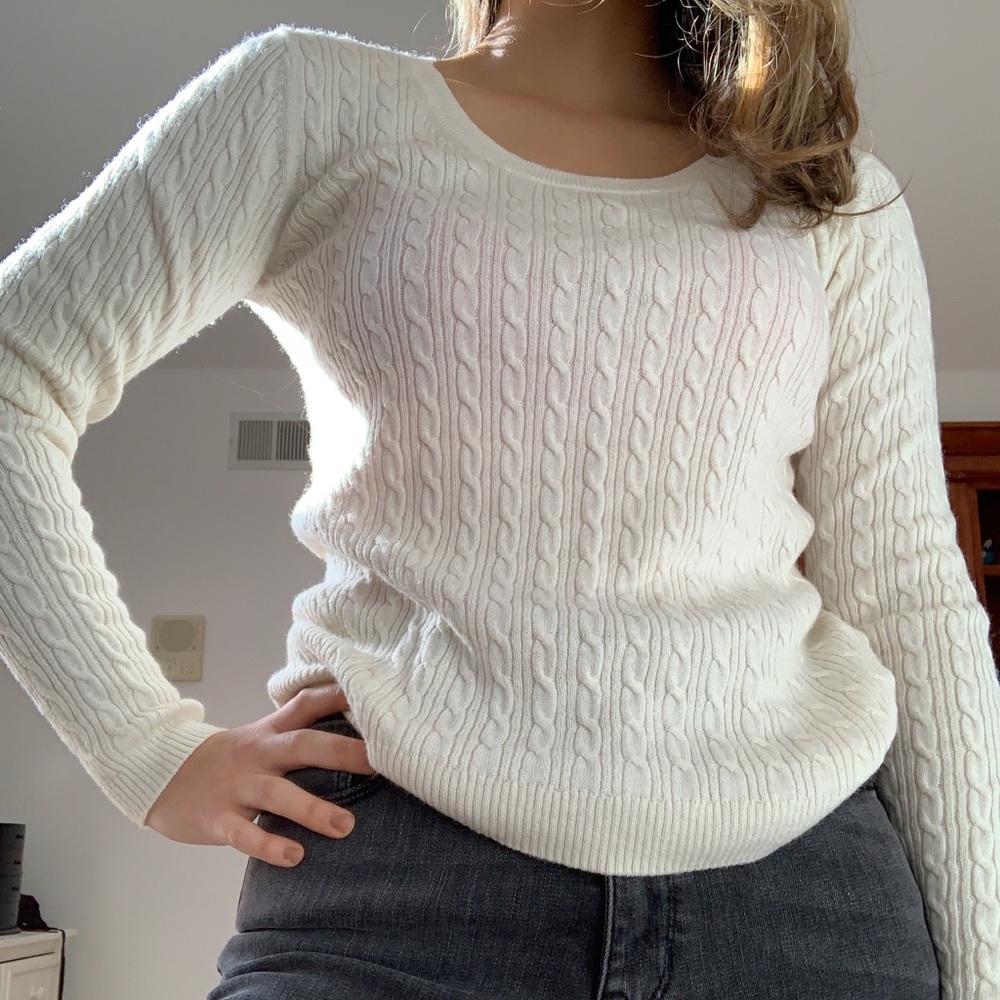 Knit white sweater